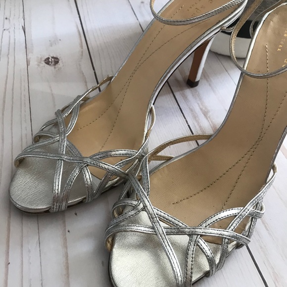 Kate ♠️ Spade Silver Ankle Strap Heels - Picture 2 of 5